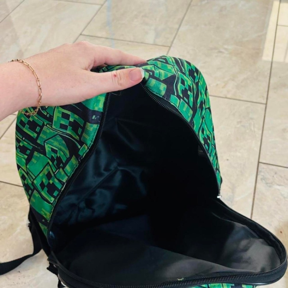 Minecraft Creeper Backpack and Lunchbox Set Green Pixelated Gaming Kids Bag - Picture 7 of 8
